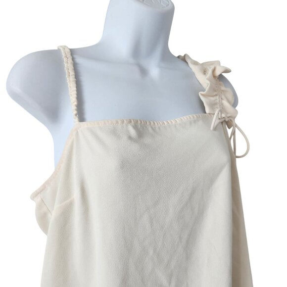 Jason Wu Collective Cream Chiffon Top Ruffle Shoulder Strap Size 8 FLAWED - Picture 8 of 9